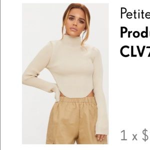 Prettylittlething Stone High Neck Curve Jumper